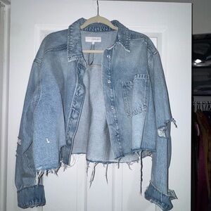 Zara Light Blue Distressed Denim Jacket